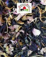 mélange de thés verts et thés noirs avec des fleurs